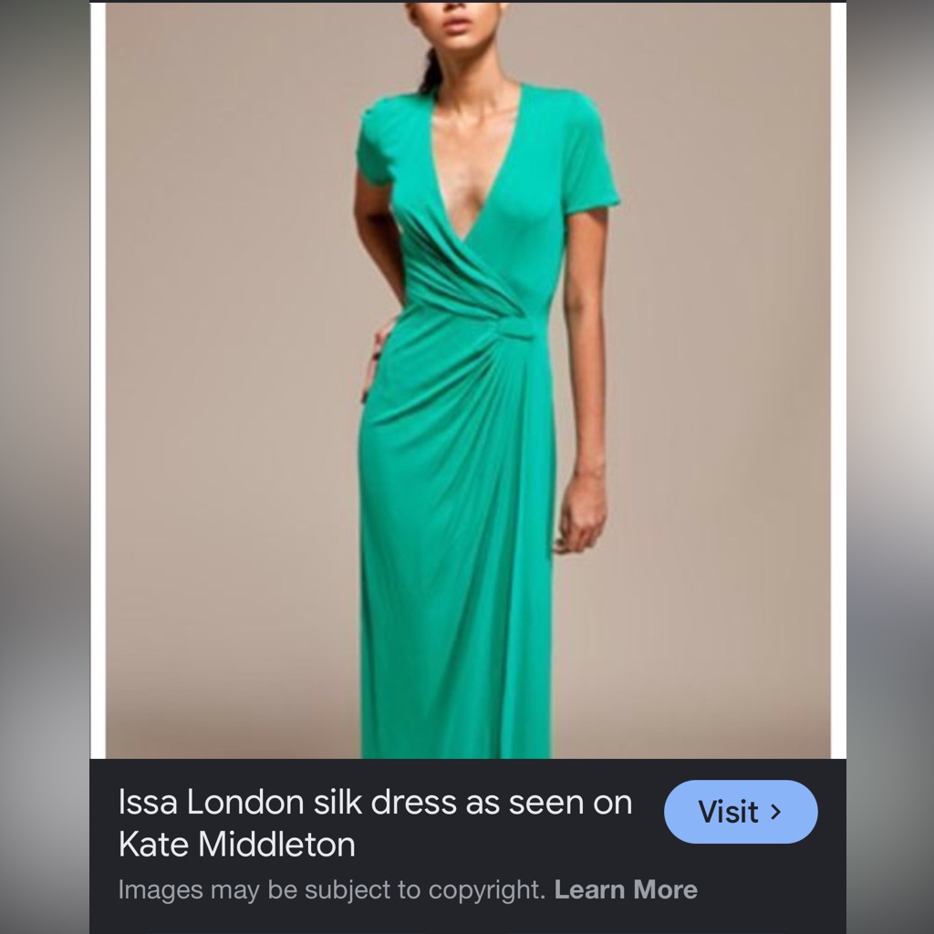 Issa London Teal Green Draped Maxi Dress As Seen On Kate Middleton